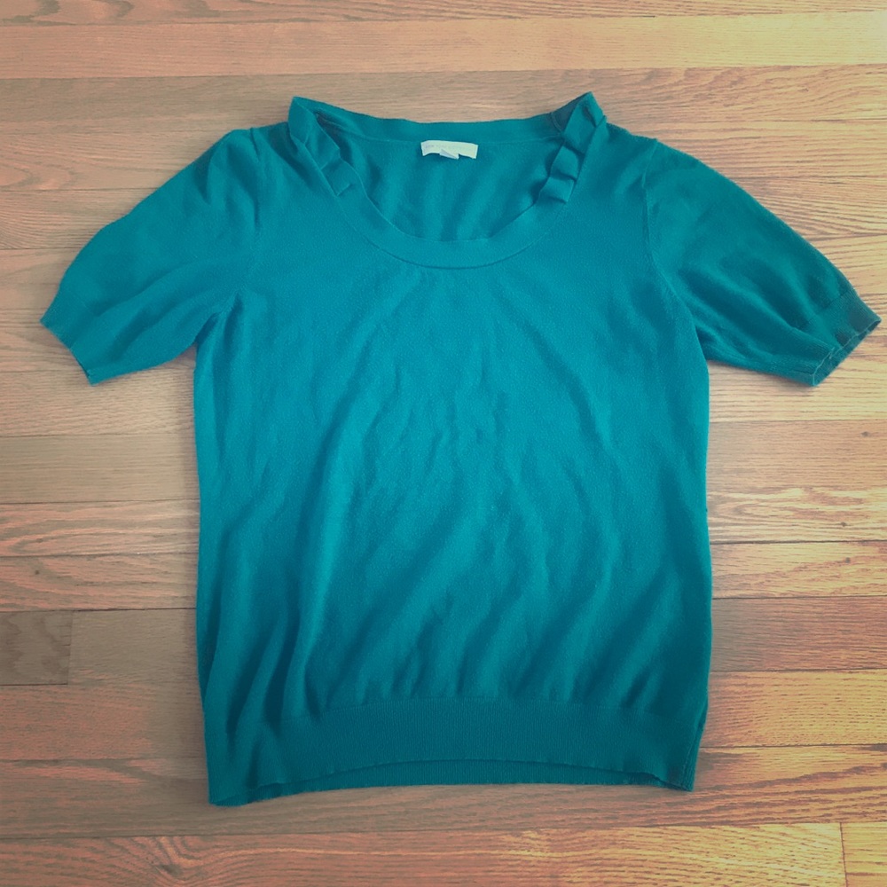 ☀️New York & Co. Green Blue Short Sleeved Sweater